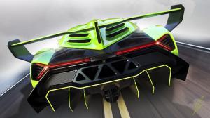 Lamborghini Veneno green supercar back view wallpaper thumb