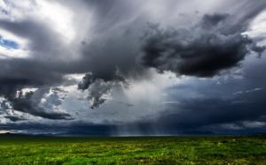 Mongolia, green fields, dark clouds, rain wallpaper thumb