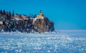 Winter, snow, lighthouse, frozen wallpaper thumb