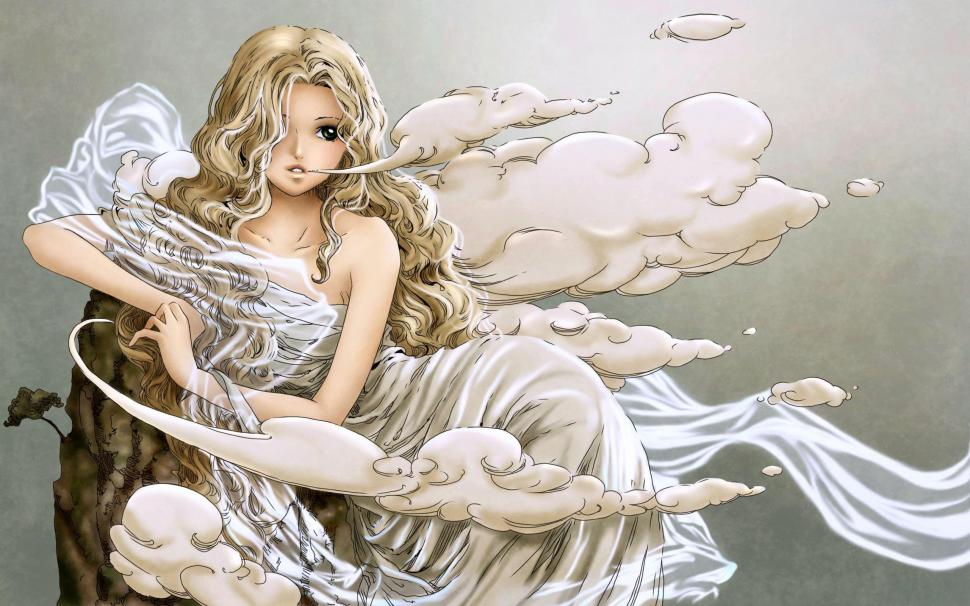 Angel on the clouds wallpaper,anime HD wallpaper,2560x1600 HD wallpaper,cloud HD wallpaper,angel HD wallpaper,woman HD wallpaper,2560x1600 wallpaper