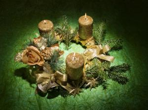 christmas, new year, candles, ornaments, table wallpaper thumb