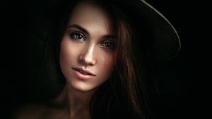 Kseniya, girl portrait, black background wallpaper thumb