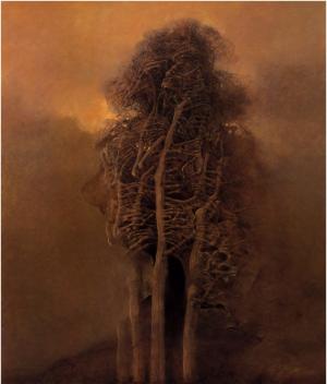 Zdzisław Beksiński, Artwork, Dark, Skeletons, Tree wallpaper thumb