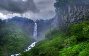 Nature, Landscape, Waterfall, River, Forest, Clouds, Japan, Mist wallpaper thumb