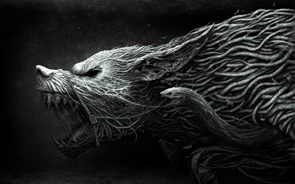 Angry Snake Wolf wallpaper,wolf HD wallpaper,snake HD wallpaper,3d & abstract HD wallpaper,2560x1600 wallpaper
