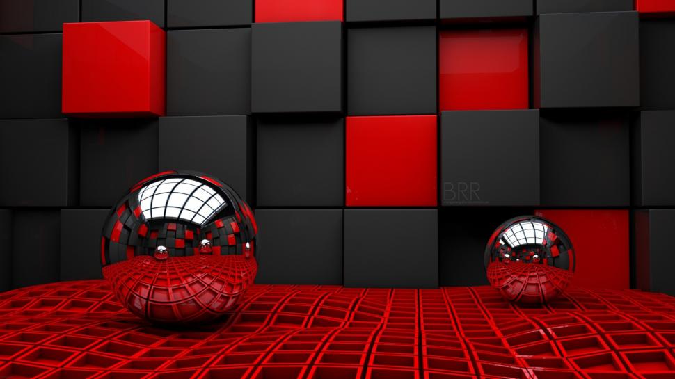 3D Balls Red Room wallpaper,3d balls HD wallpaper,red room HD wallpaper,1920x1080 wallpaper