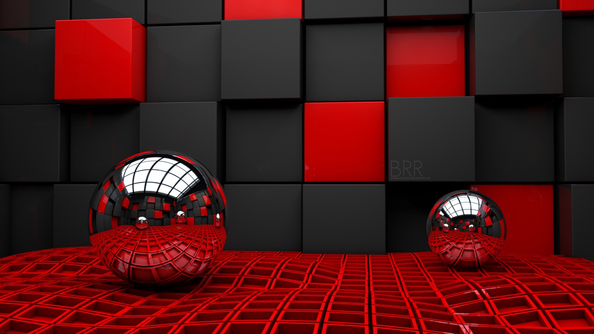 3D Balls Red Room wallpaper | 3d and abstract | Wallpaper Better