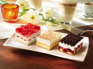 Three different cakes, strawberries, cream, chocolate, dessert wallpaper thumb