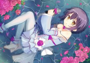 Anime Girls, The Melancholy of Haruhi Suzumiya, Nagato Yuki, Rose, Flowers wallpaper thumb