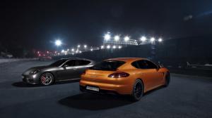 Porsche Panamera GTS orange and gray supercars wallpaper thumb