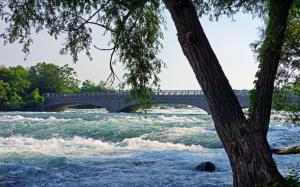 Bridge over the fast river wallpaper thumb