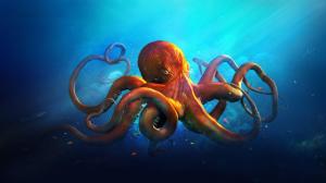 Underwater World Animals Octopus Ocean Sea Fantasy Artwork Art HD 1080p wallpaper thumb