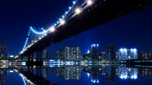 Late Night City Bridge View HD wallpaper thumb