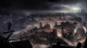 Assassin's Creed Drawing City Buildings Night HD wallpaper thumb