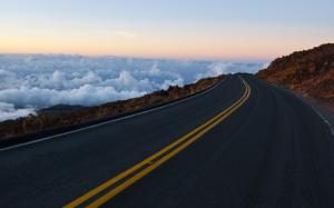 Road, mountains, rocks, sky, clouds, horizon wallpaper thumb