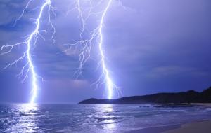 Lightning sea storm wallpaper thumb