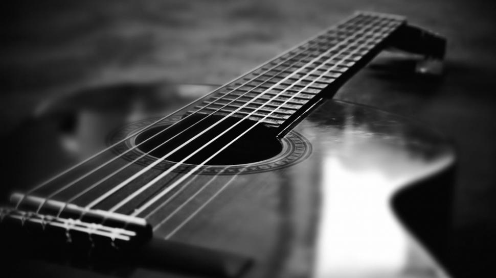 Lady between the strings wallpaper,monochrome HD wallpaper,guitar HD wallpaper,bokeh HD wallpaper,music HD wallpaper,1920x1080 wallpaper