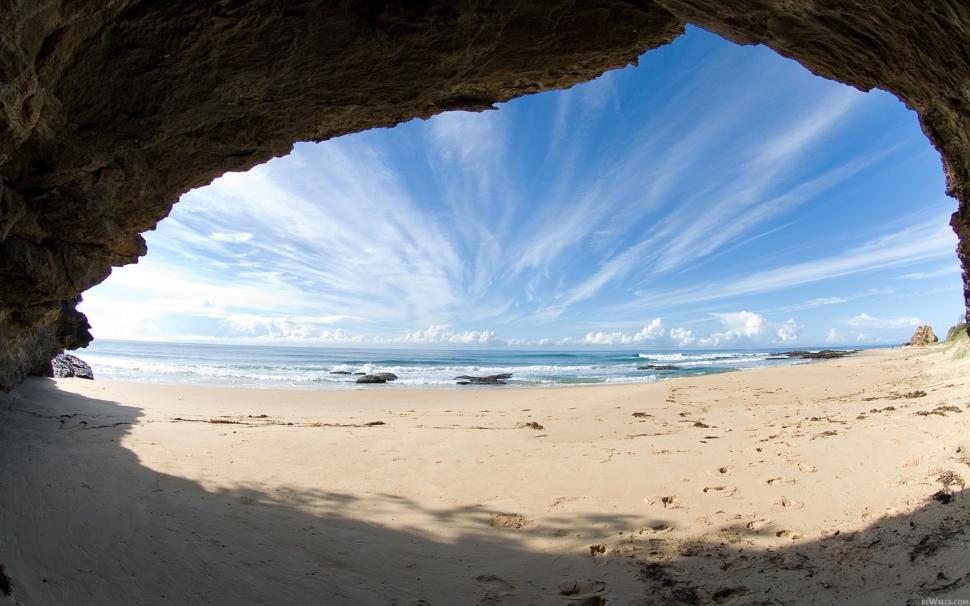 Ocean Beach Seen From Cave wallpaper,Scenery HD wallpaper,2560x1600 wallpaper