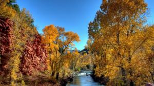 Beautiful River In Autumn Hdr wallpaper thumb