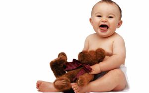 Cute Baby with Teddy HD wallpaper thumb