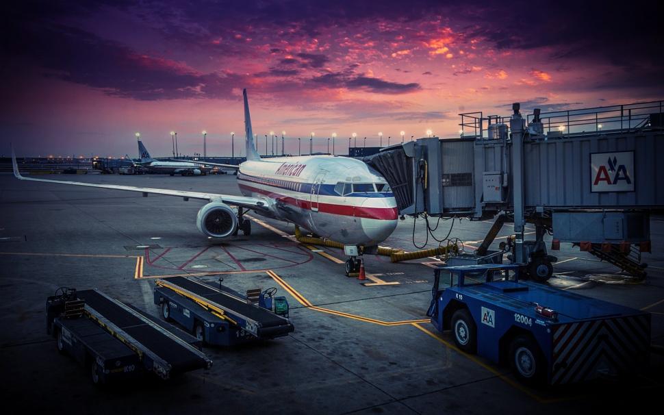 American Airlines Landed wallpaper,airplane HD wallpaper,plane HD wallpaper,sunset HD wallpaper,landscape HD wallpaper,1920x1200 wallpaper
