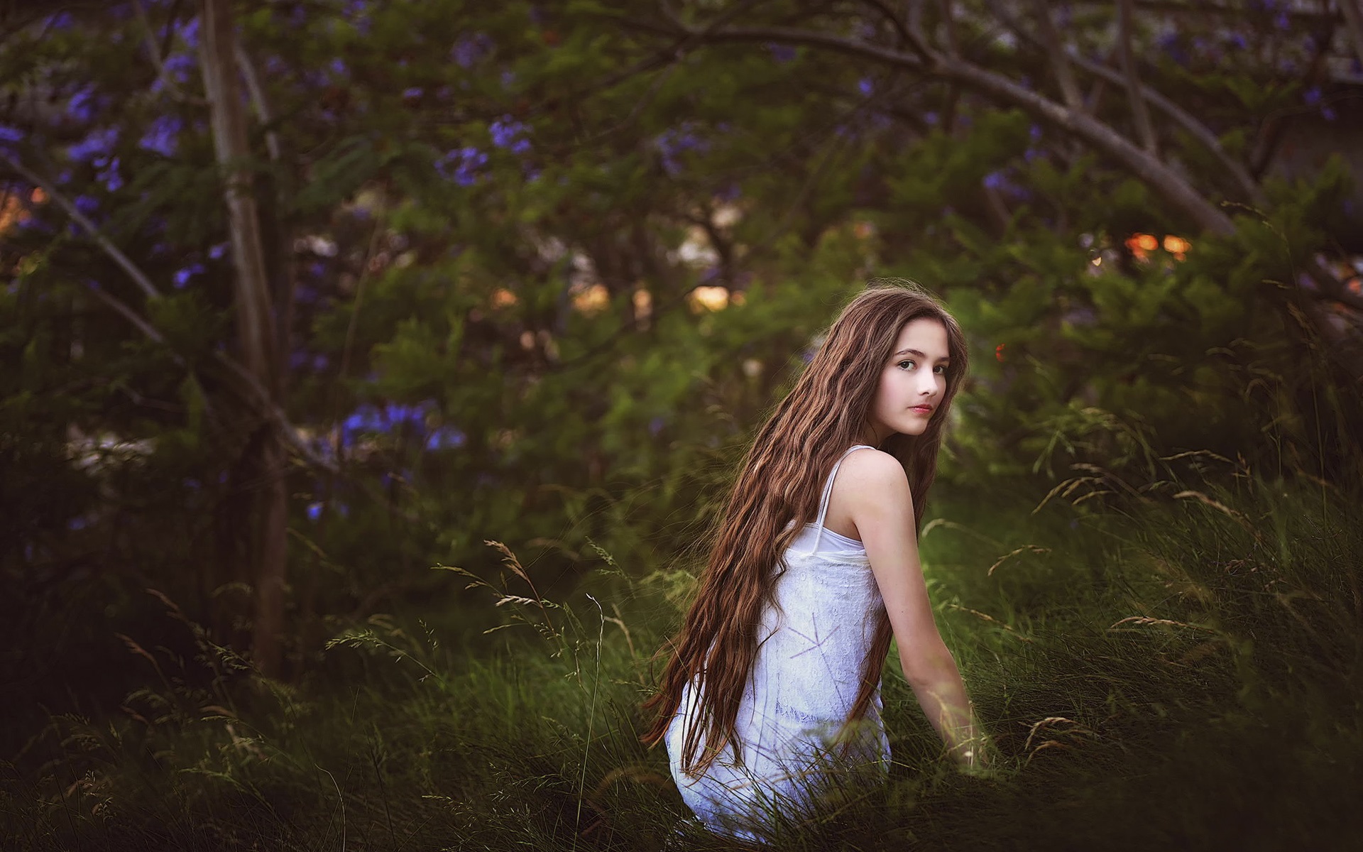 Girl in the grass, long hair, look, nature wallpaper | girls | Wallpaper  Better