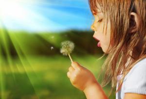 Sweet Child Girl Blowing Dandelion Plant wallpaper thumb