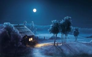 Blue Night Full Moon Scenery wallpaper thumb