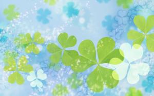 Green Leafs on Blue Background wallpaper thumb