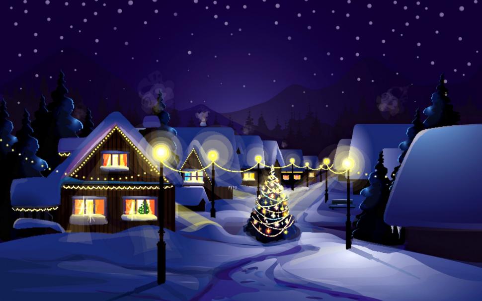 Christmas Village wallpaper,lights HD wallpaper,christmas lights HD wallpaper,snow HD wallpaper,1920x1200 wallpaper