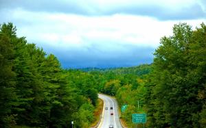 Nature, Landscape, Road, Forest, Road Signs, Vermont wallpaper thumb